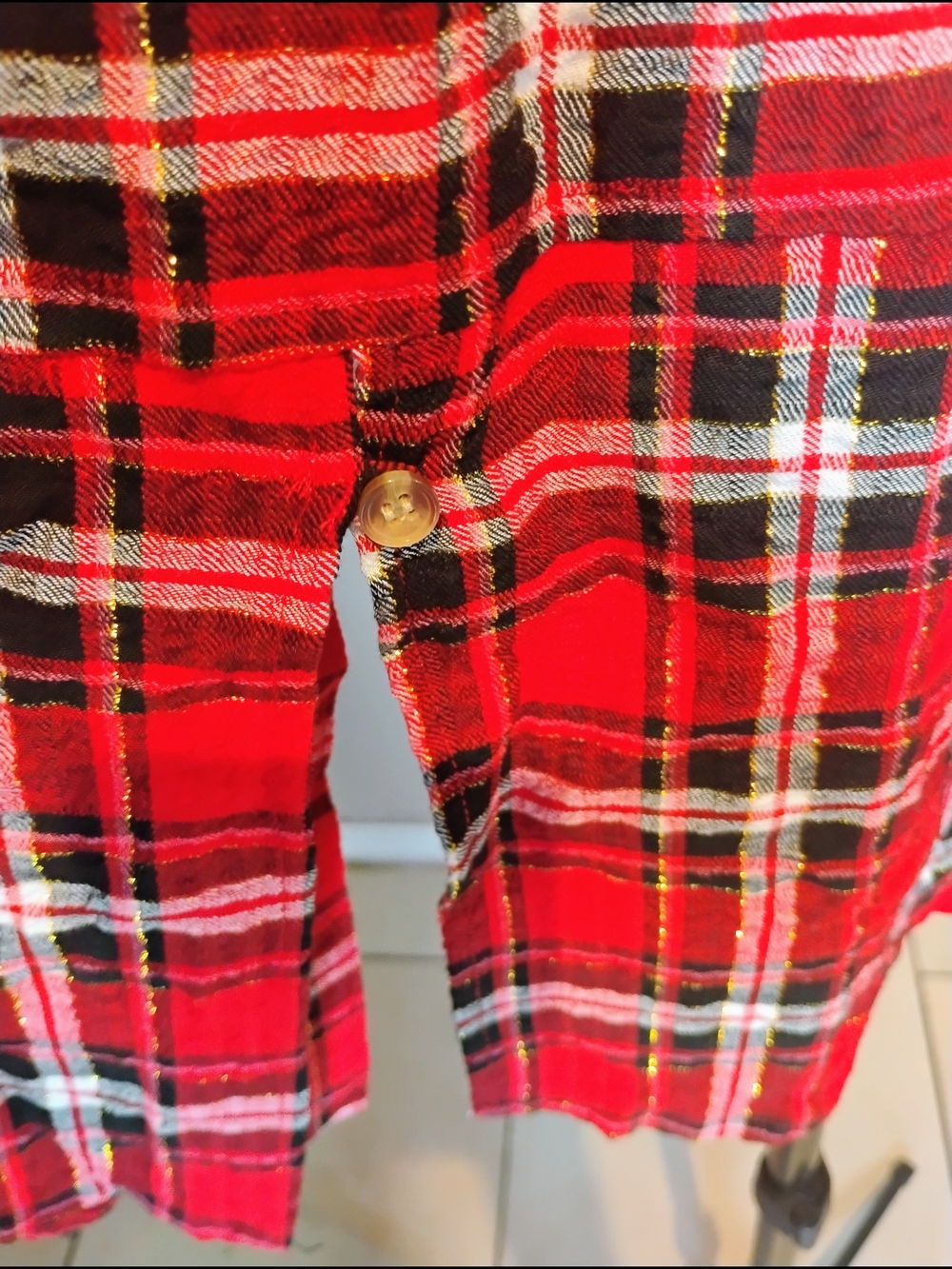 intro. Size 3X Red & Black Plaid Button-Up Shirt With Roll Tab Sleeves. NWT - Picture 8 of 11